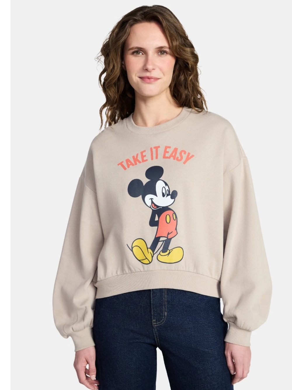 Take It Easy Mickey Graphic Sweatshirt - Beige NEW $3 when bundled 💕